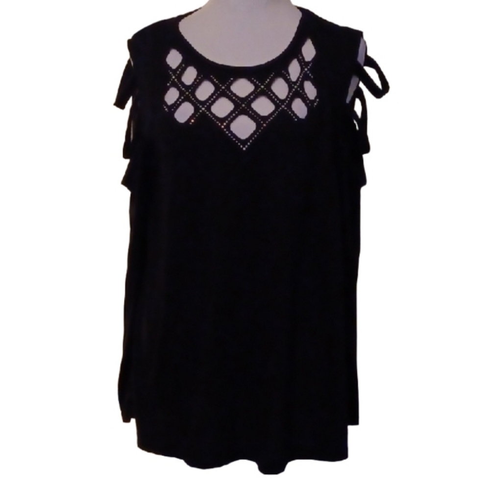 - Pickaboo Elegant Black Pickaboo Sleeve Top